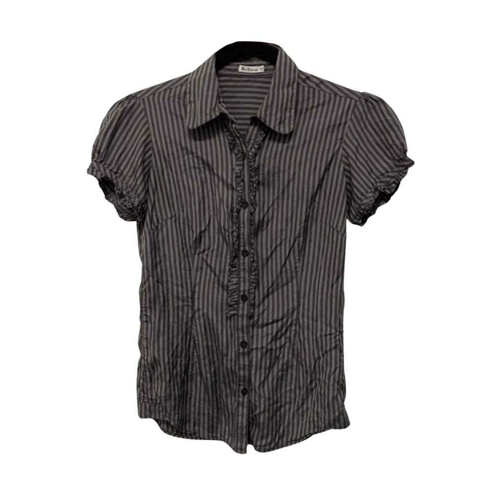 Ben Sherman Gray Striped Silk Shirt